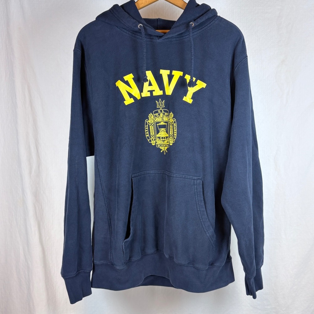 Vtg MV Sport  Pro-Weave US Naval Academy Navy Hoodie Blue Men M Reverse Weave